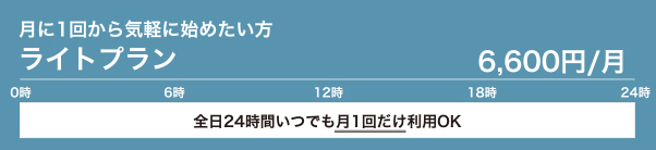 ライトプラン 6,600円/月　月に1回から気軽に始めたい方